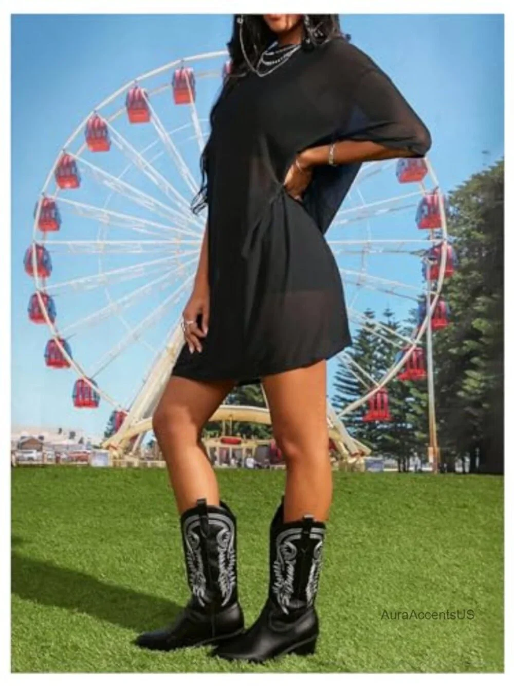 Sheer Mesh Beach Cover Up Dress Loose Half Sleeve